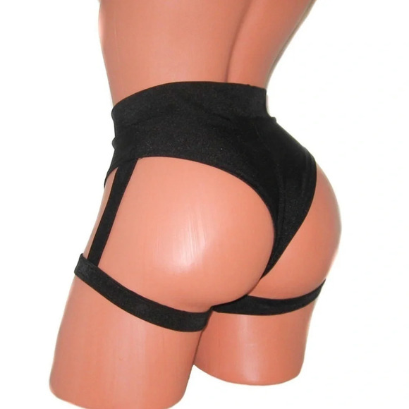 Blue Holographic Tiger Print Rave Bottom w Built-in Garters 💙🐯​​​​​​​ - Picture 4 of 5